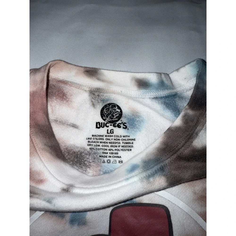 Bucees tie dye  sweatshirt  Mens L Blue Brown Beaver Logo Pullover‎ Crewneck - Picture 2 of 4